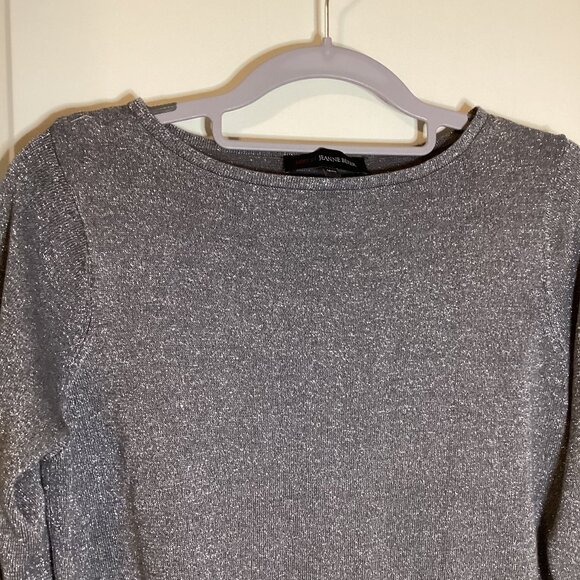 Edit By Jeanne Beker Women's Silver Sparkly Shiny Top Long Sleeves Size M - Picture 4 of 8